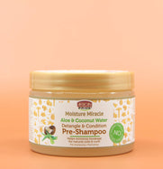 AFRICAN PRIDE Aloe & Coconut Water Pre-Shampoo Vorderansicht vor einem Braun-Organgen Hintergrund