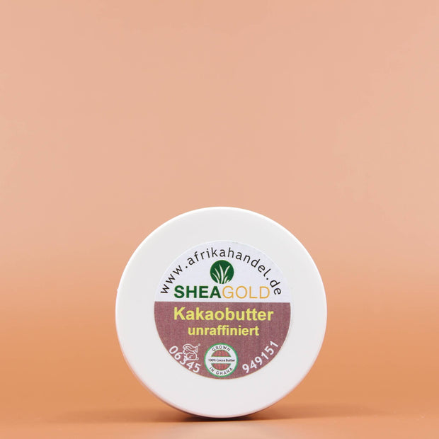 SHEA GOLD Natural Fair Trade Bio Kakaobutter Produkt Ansicht Deckel