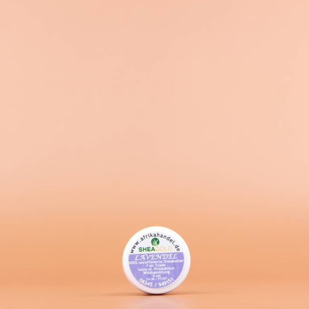 SHEA GOLD 100% Natural Fair Trade Bio Sheabutter LAVENDEL 6ml Produkt Ansicht Deckel