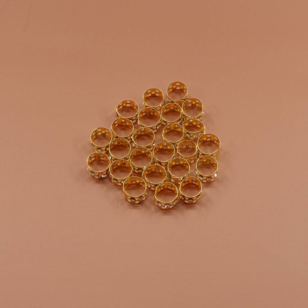 DREAMFIX Gold Metal Rhinestone Haar Perlen Ansicht Oben