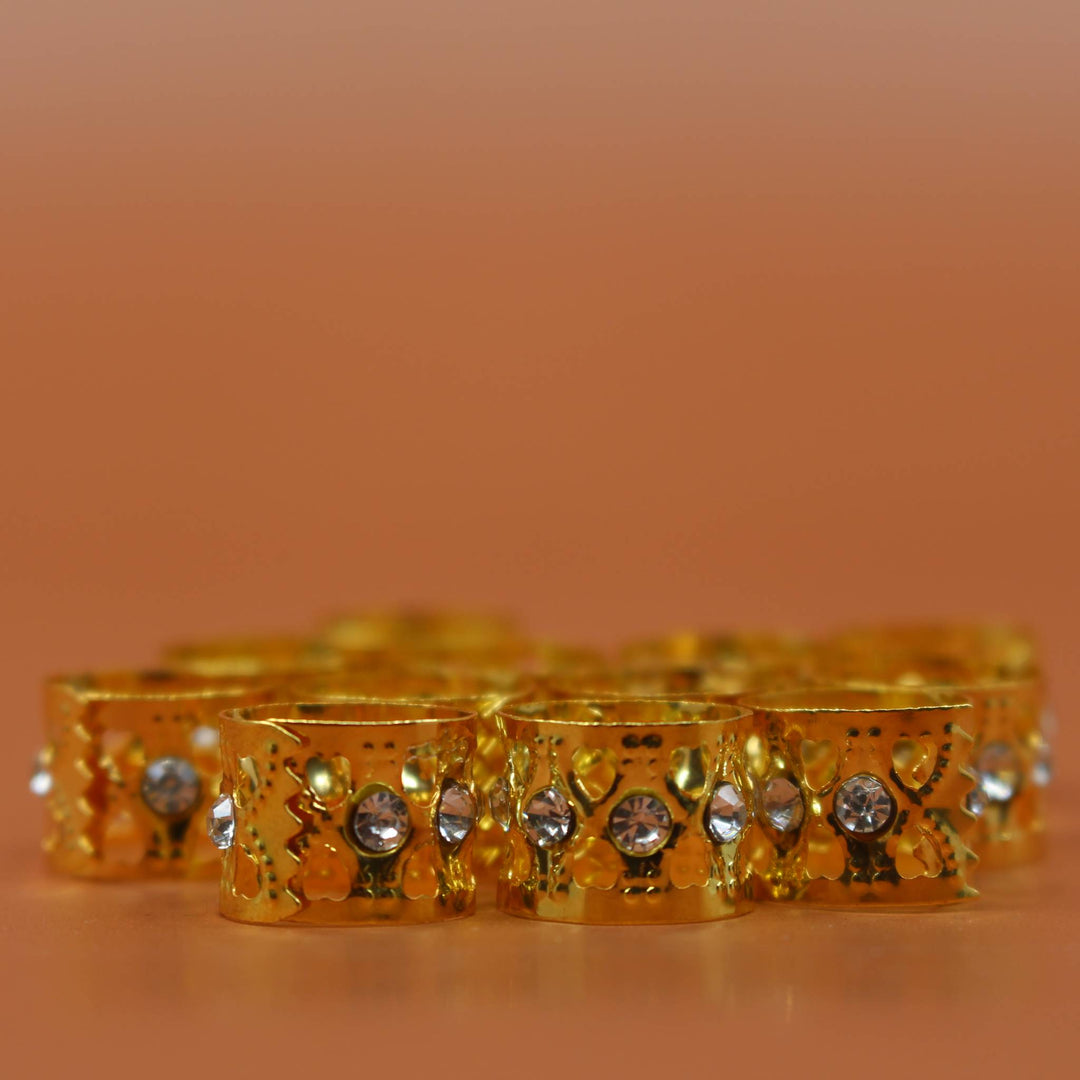 DREAMFIX Gold Metal Rhinestone Haar Perlen Detail Ansicht