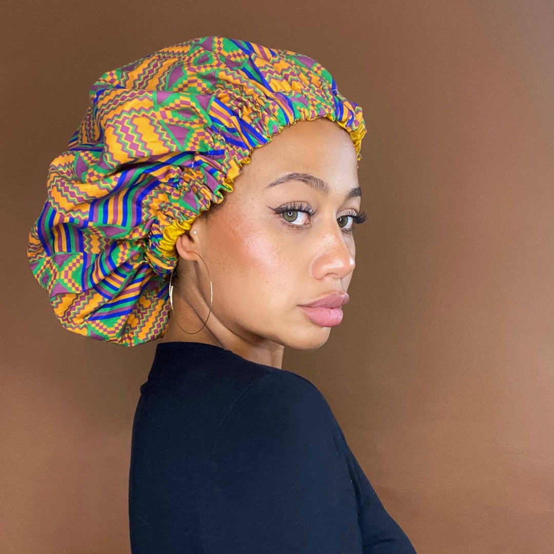 DREAMFIX Hair Bonnet African Muster Gold