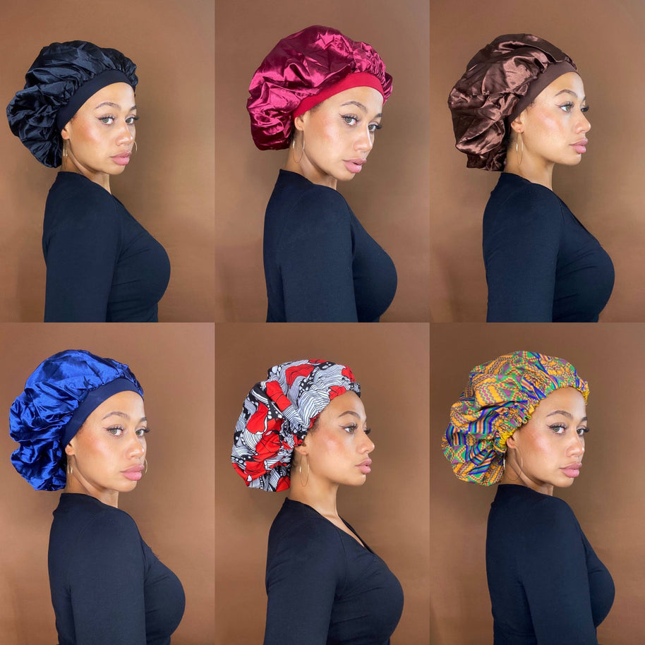 DREAMFIX Hair Bonnet African Muster Rot