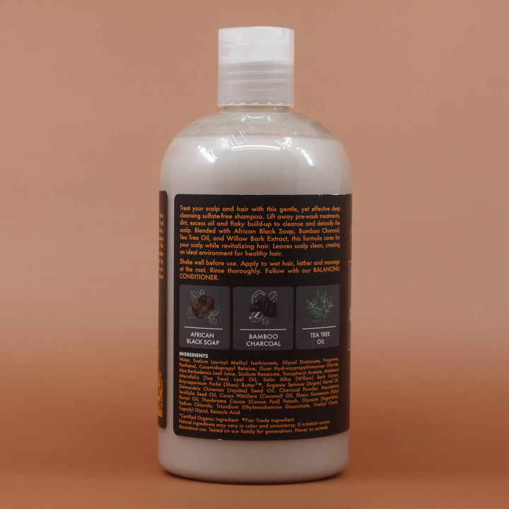 SHEA MOISTURE Black Soap Bamboo Charcoal Shampoo 384ml Rückseite