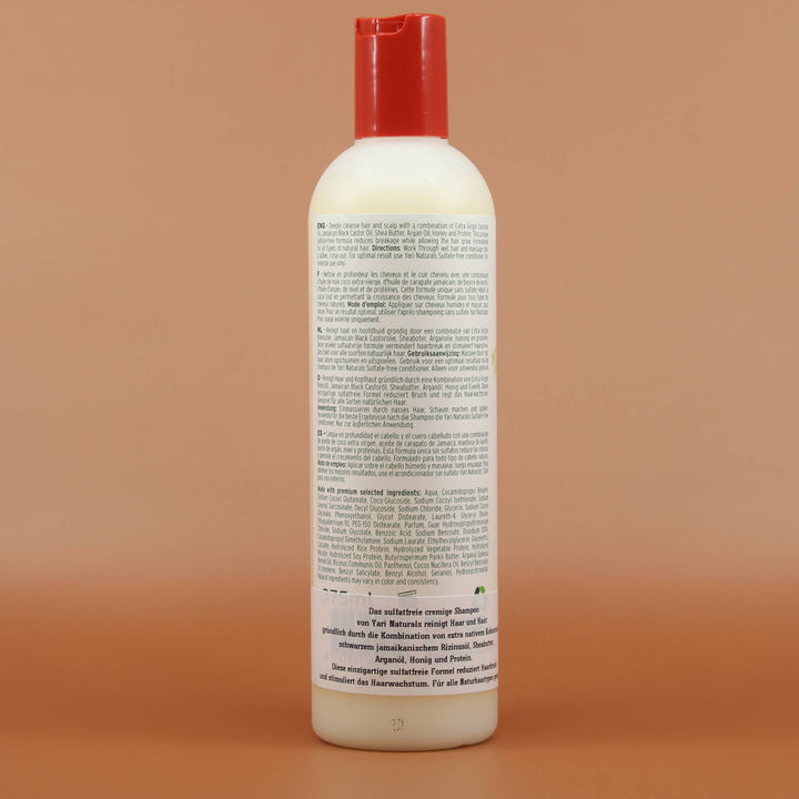YARI Naturals Sulfate Free Creamy Shampoo 375ml Flasche Rückseite